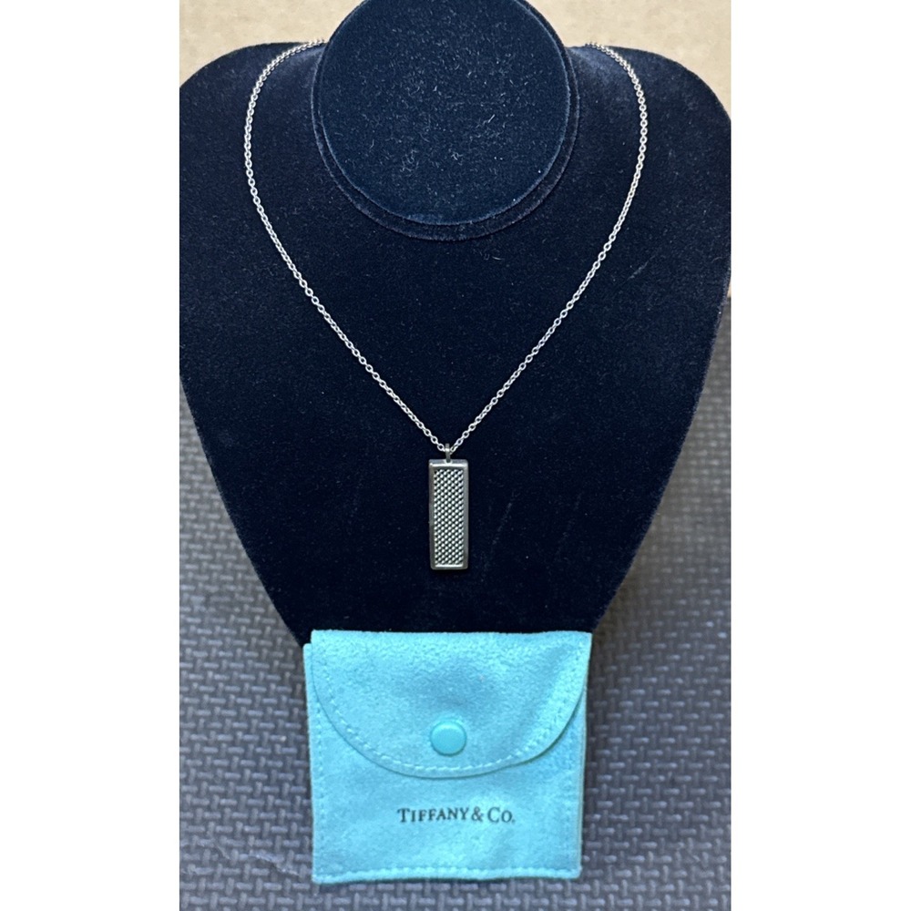VTG Tiffany & Co. Rectangle Mesh Pendant Necklace 18" | 925 | Needs Cleaning